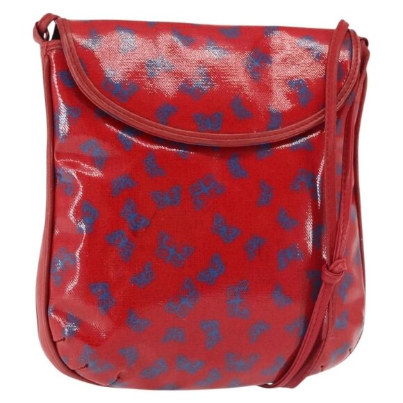 Bottega Veneta Handbags - BOTTEGA VENETA Butterfly Shoulder Bag PVC Canvas Red Gold Auth 143758